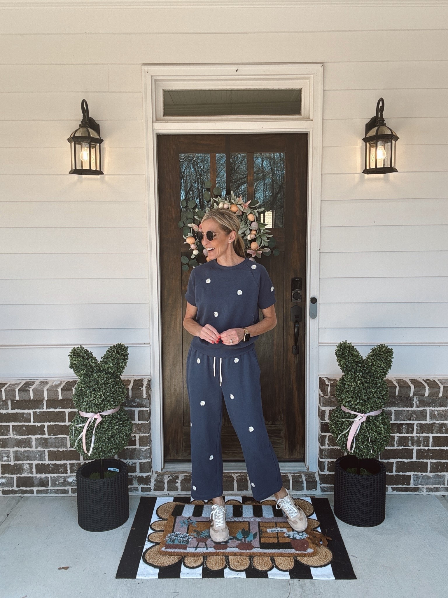 Steal my Sunday style with this free assembly super cute set. We’re under $24 love the embroidered details of the flower. Perfect outfit for travel also comes with a matching pair of shorts also under $24. ￼