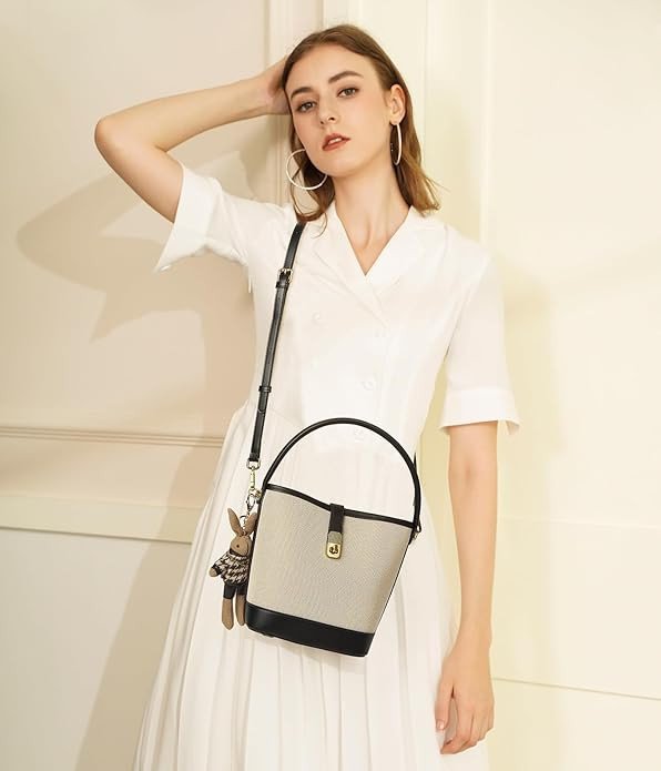 LAORENTOU Small Fabric Bucket Top-handle Crossbody Bag for Women Satchel Trendy Handbags Canvas | Amazon (US)
