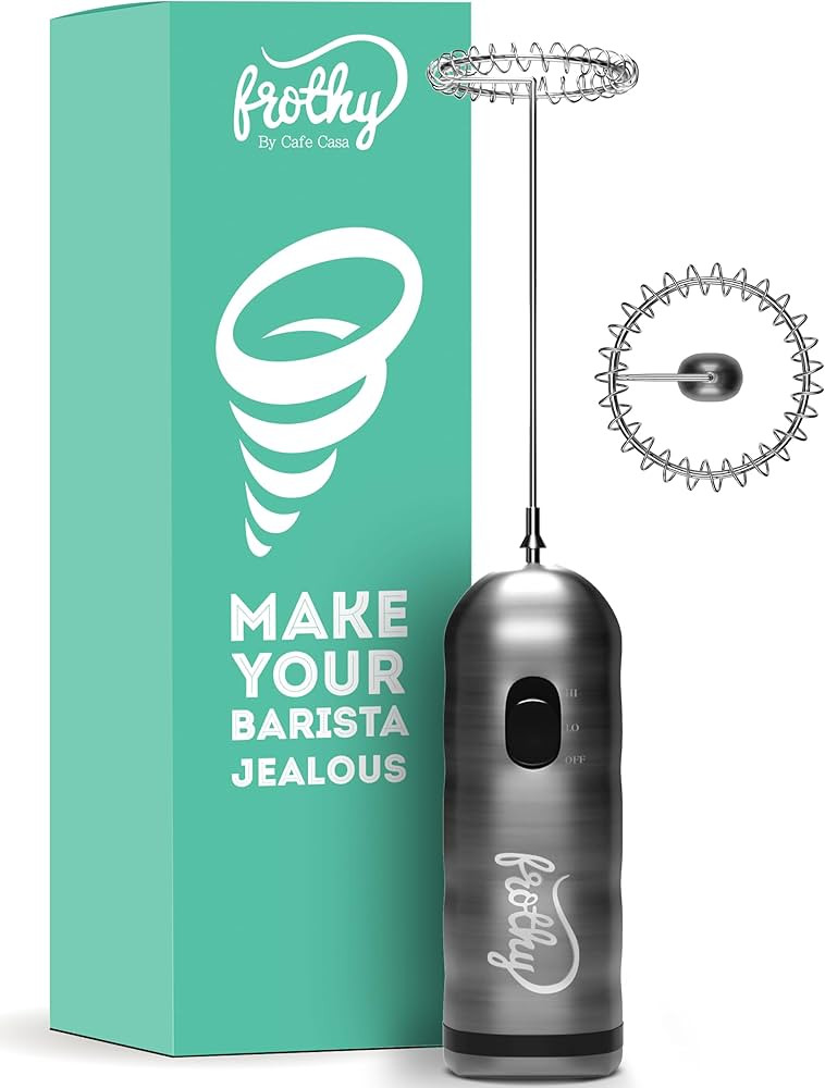 Café Casa Milk Frother for Coffee - 2 Speed Handheld, Battery Operated, Stainless Steel Drink Mi... | Amazon (US)