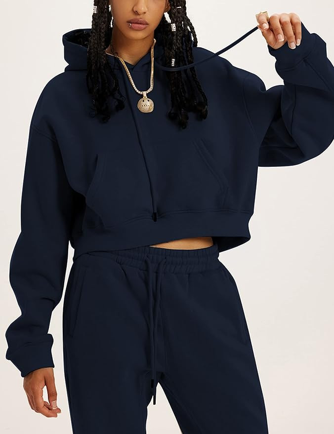 Women's 2pc Airport Outfits Casual Hoodie Fleece Tracksuit Sweatshirt Pullover Jogging Pants Pock... | Amazon (US)