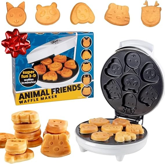 Animal Mini Waffle Maker - Make 7 Different Shaped Pancakes - Includes a Cat Dog Reindeer & More-... | Amazon (US)