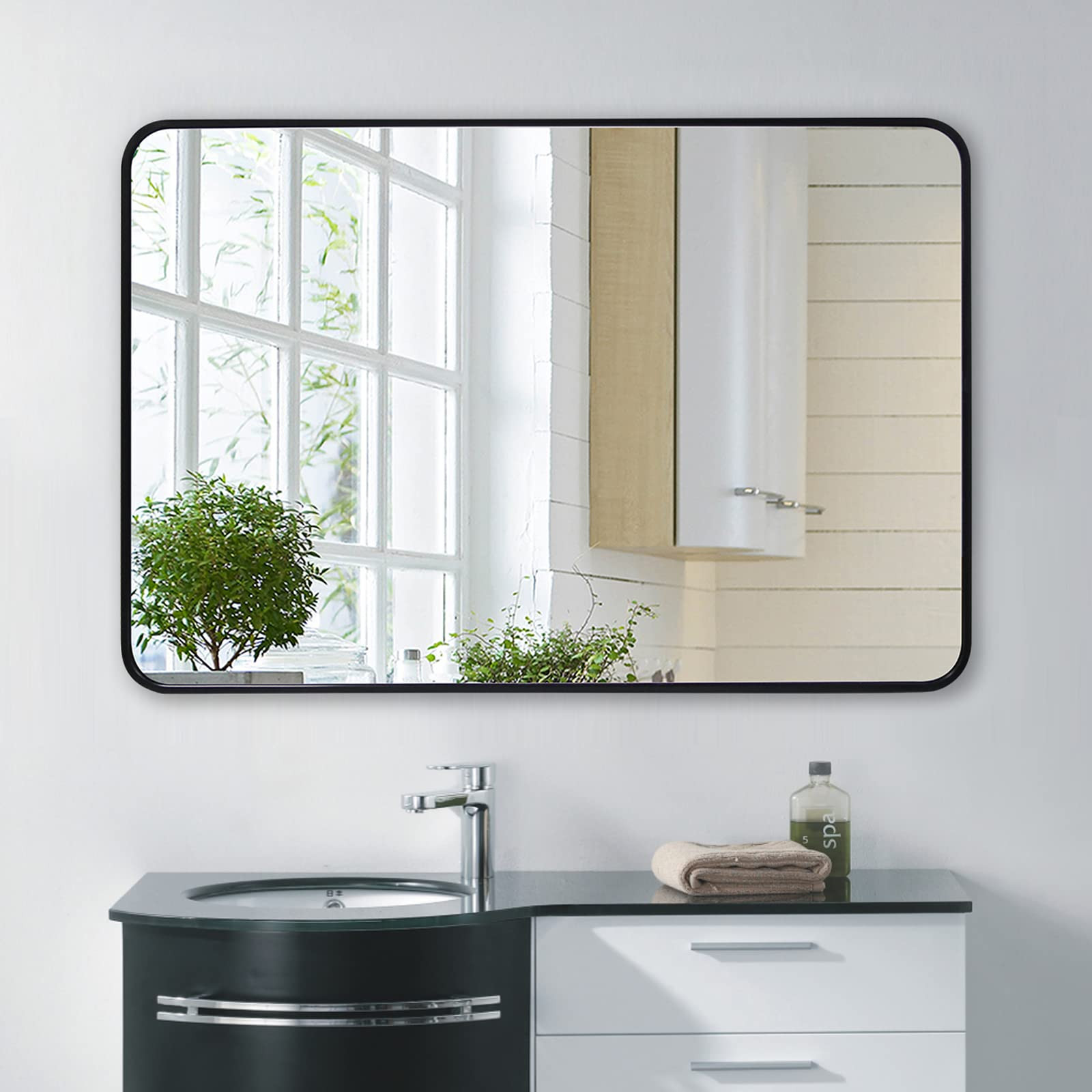 SILD Bathroom Mirror Black Rectangle Wall Mirror 30 x 40 inch Large Wall Mounted Vanity Mirrors with | Amazon (US)