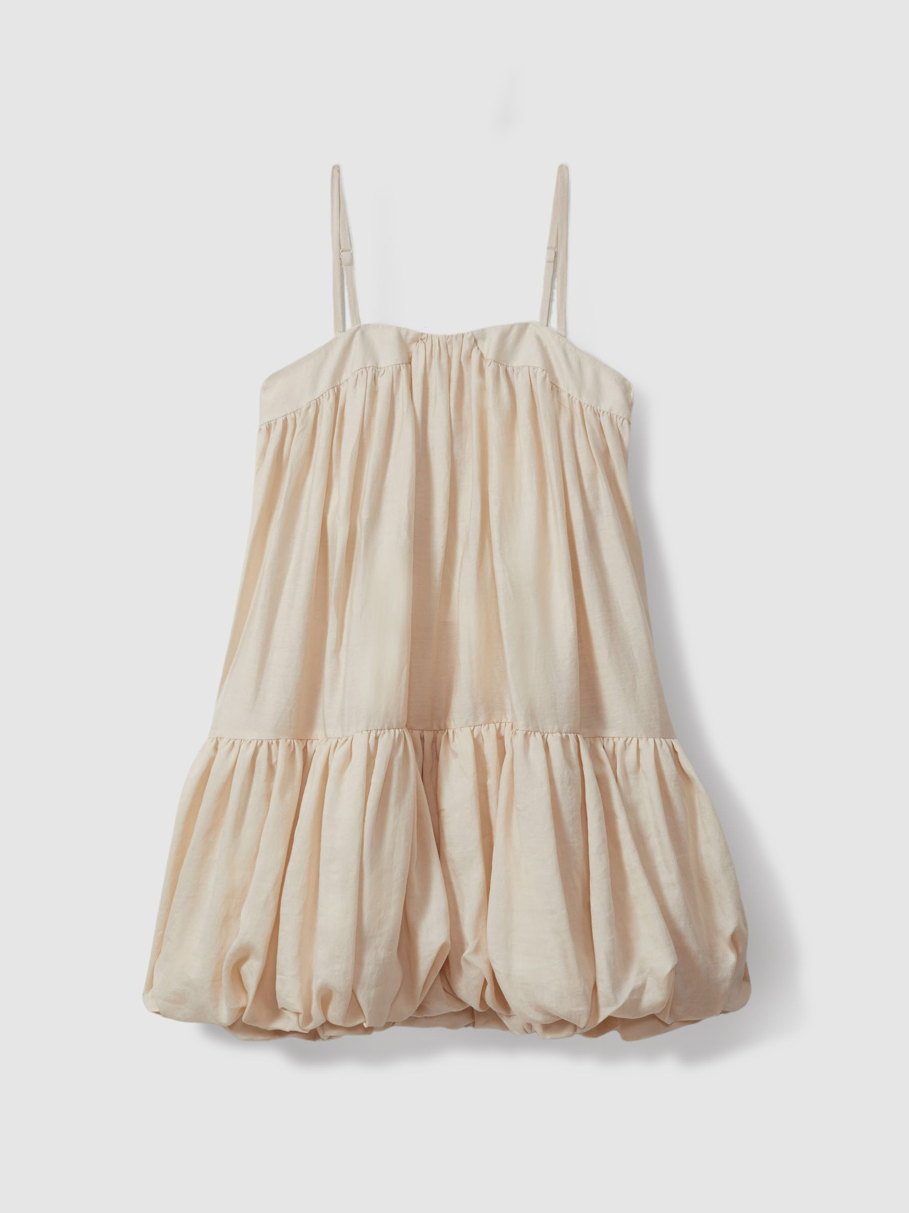 Reiss Bubble Hem Removable Strap Mini Dress in Cream | REISS | Reiss US