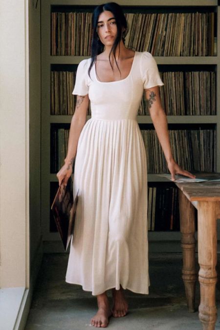 Classic creamy white summer dress, short sleeve, midi length 

#LTKSeasonal #LTKFind #LTKstyletip