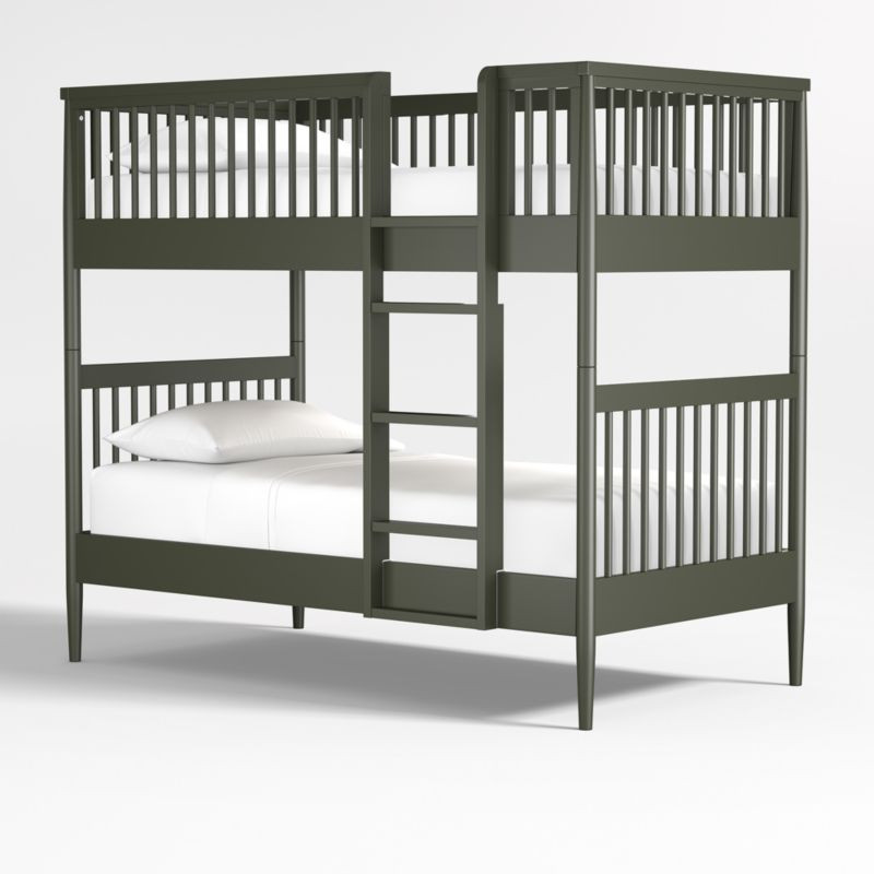 Hampshire Olive Green Wood Kids Twin Bunk Bed | Crate & Kids | Crate & Barrel