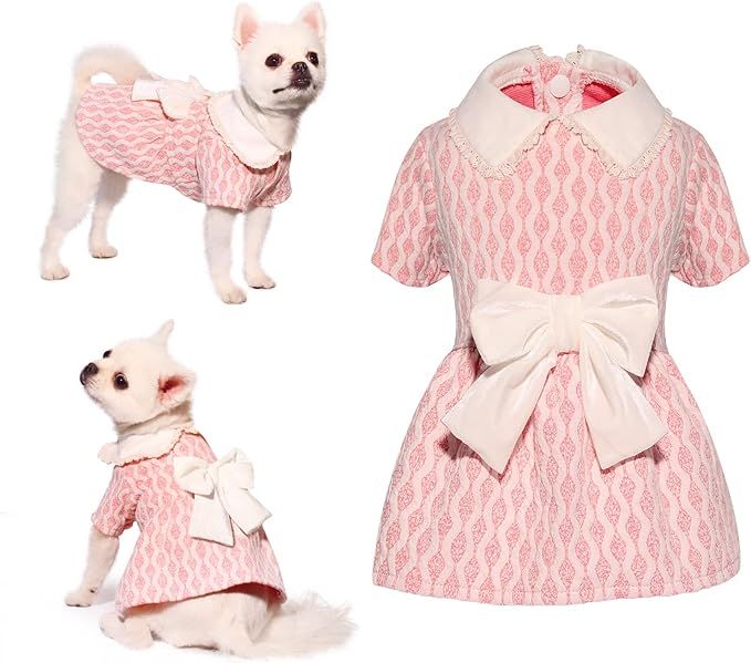 Dog Dress Valentines Day Dog Sweater Dress Soft Dog Dress Cute Pet Clothes Outfit for Small Mediu... | Amazon (US)