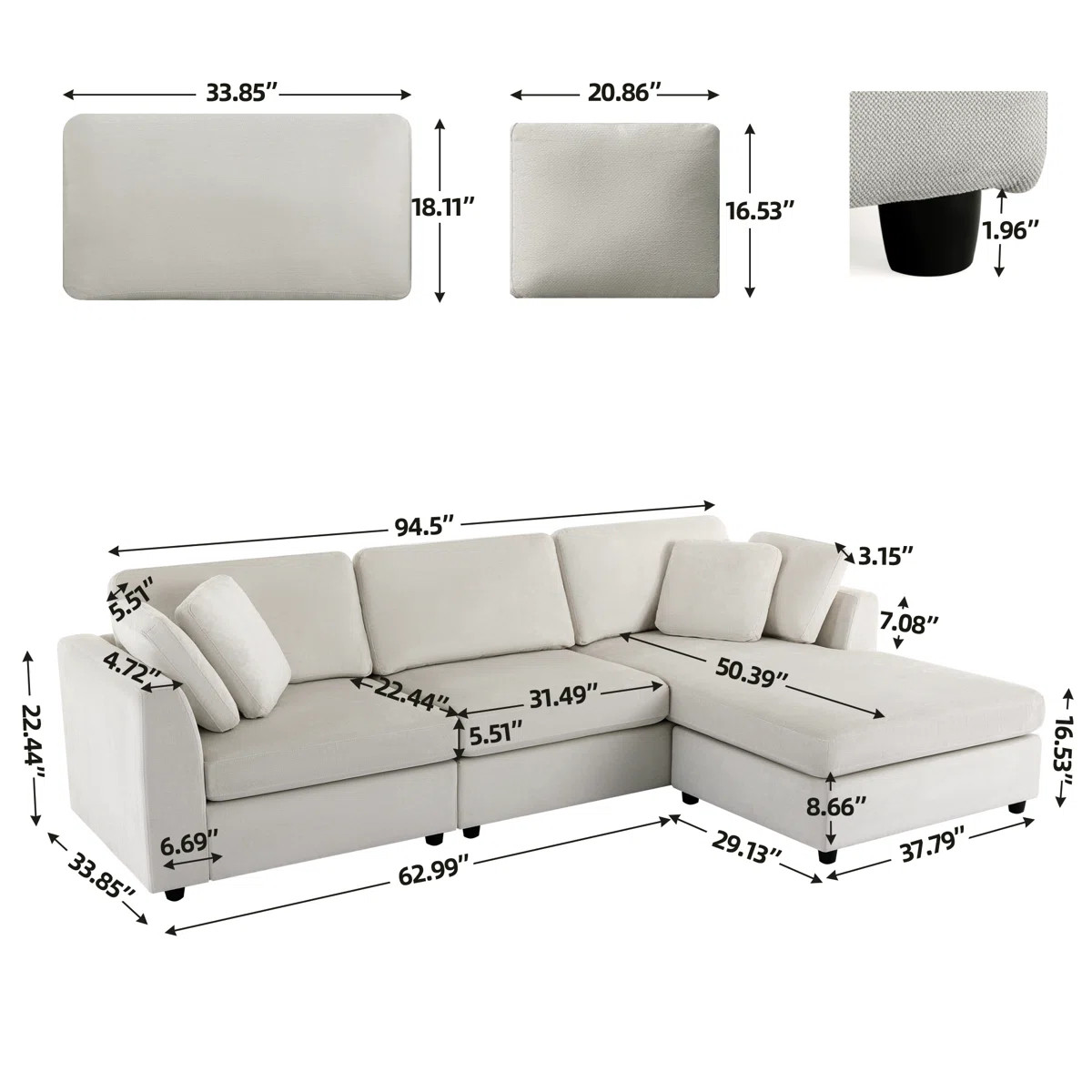 Wauseon 2 - Piece 108.7" Upholstered L Shape Sofa with Convertible Chaise | Wayfair North America