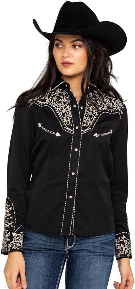 Scully Scroll Embroidered snap Front Western Shirt PL866 BLK ** | Amazon (US)