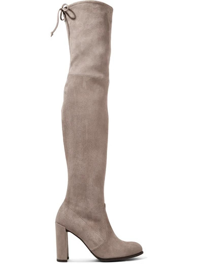 Stuart Weitzman - Hiline Stretch-suede Over-the-knee Boots - Stone | NET-A-PORTER (US)