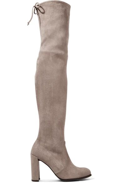 Stuart Weitzman - Hiline Stretch-suede Over-the-knee Boots - Stone | NET-A-PORTER (US)