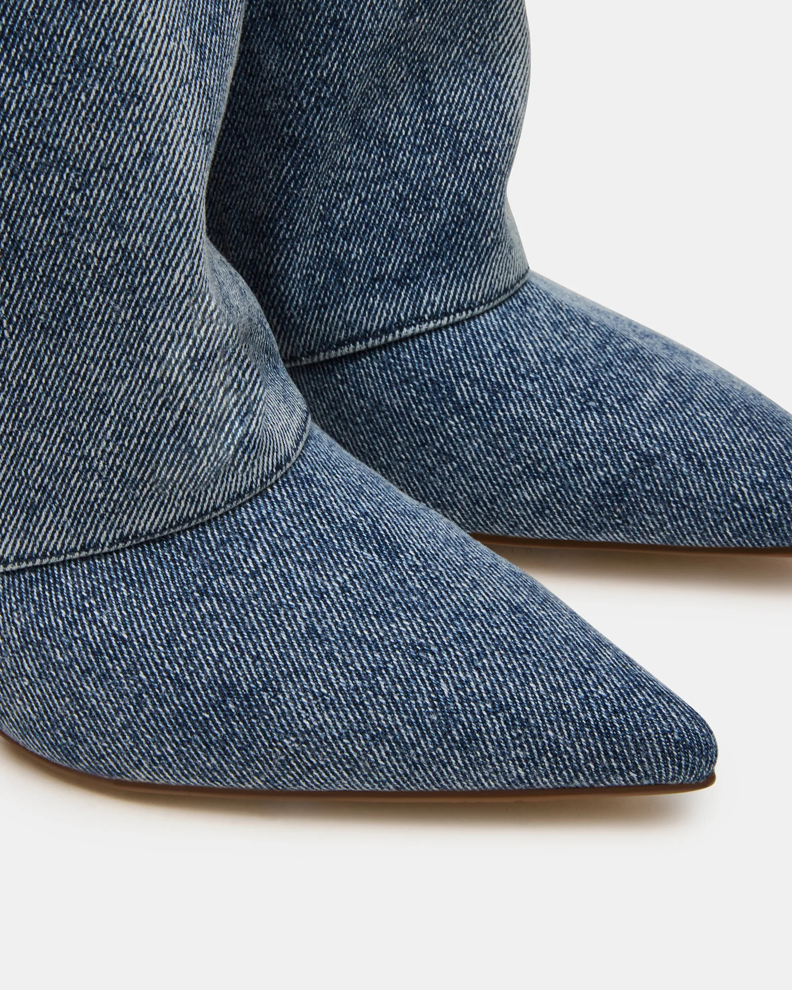LUCA Denim Fabric Pointed-Toe Cuffed Kitten Heel Women's Boot | Steve Madden (US)