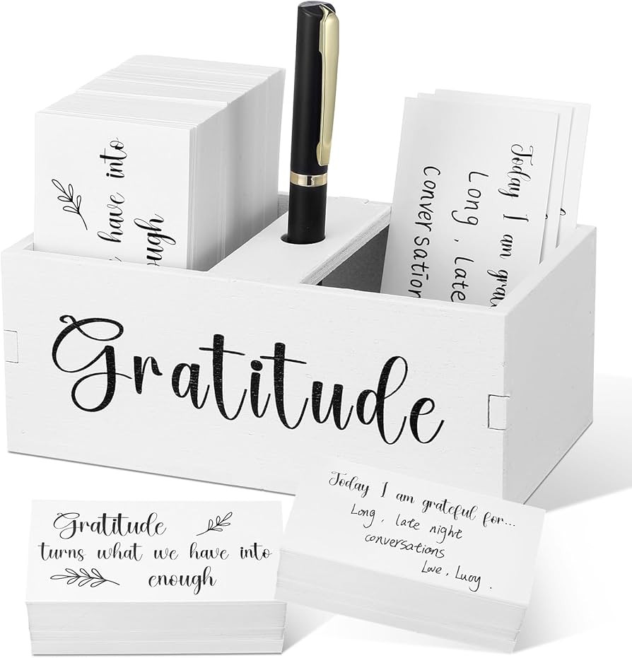 Clabby Gratitude Jar Include 200 Cards 1 Pen 1 Blessing Jar Wood Box Practice Thankful Appreciati... | Amazon (US)
