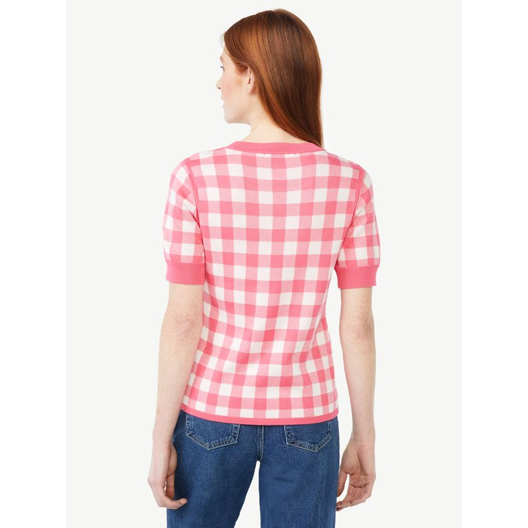 Free Assembly Women's Sweater Tee with Cuffed Short Sleeves, Lightweight | Walmart (US)