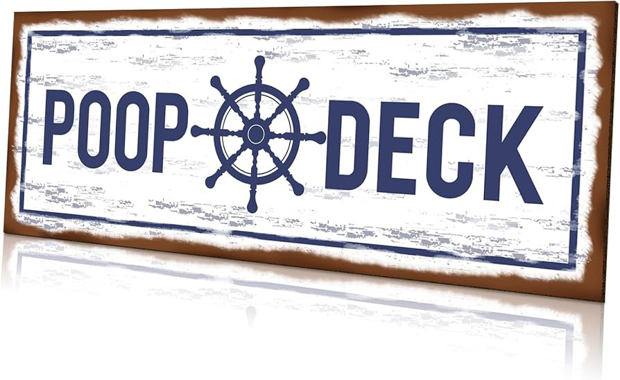 POOP DECK Sign Nautical Nursery Wall Decor Rustic Beach Bathroom Wood Sign Nautical Boat Decor Oc... | Amazon (US)