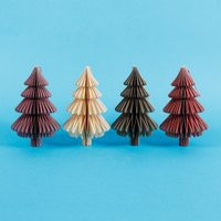 Honeycomb Christmas Trees Set Of 4 Shaped 3D Paper Hanging Decorations Festive Novelty Ornament Holiday Gifts Accessory | Etsy (US)