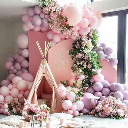 Pink Balloon Arch Kit Double Stuffed Lavender Balloon Garland 104pcs Latex Pastel Light Pink Purp... | Amazon (US)