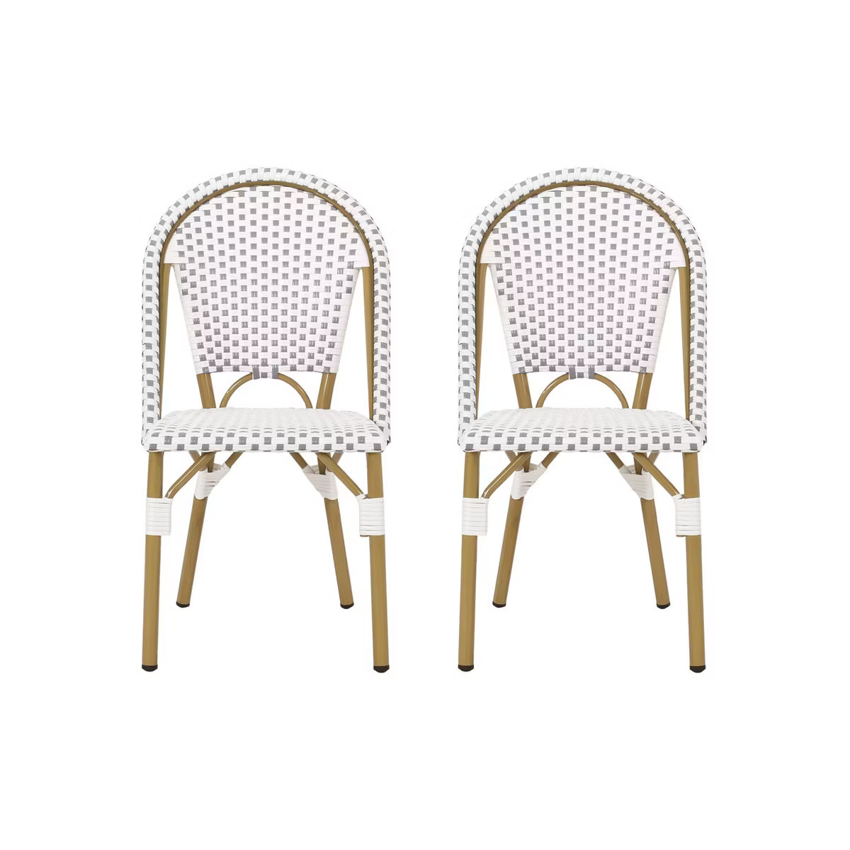 Elize 2pk Outdoor French Bistro Chairs - Gray/White/Bamboo - Christopher Knight Home | Target