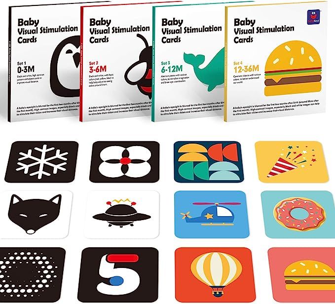 hahaland Flash Cards Baby Visual Stimulation Cards 0-3-6-12-36 Months Baby Toys 0-3 Months Infant... | Amazon (US)