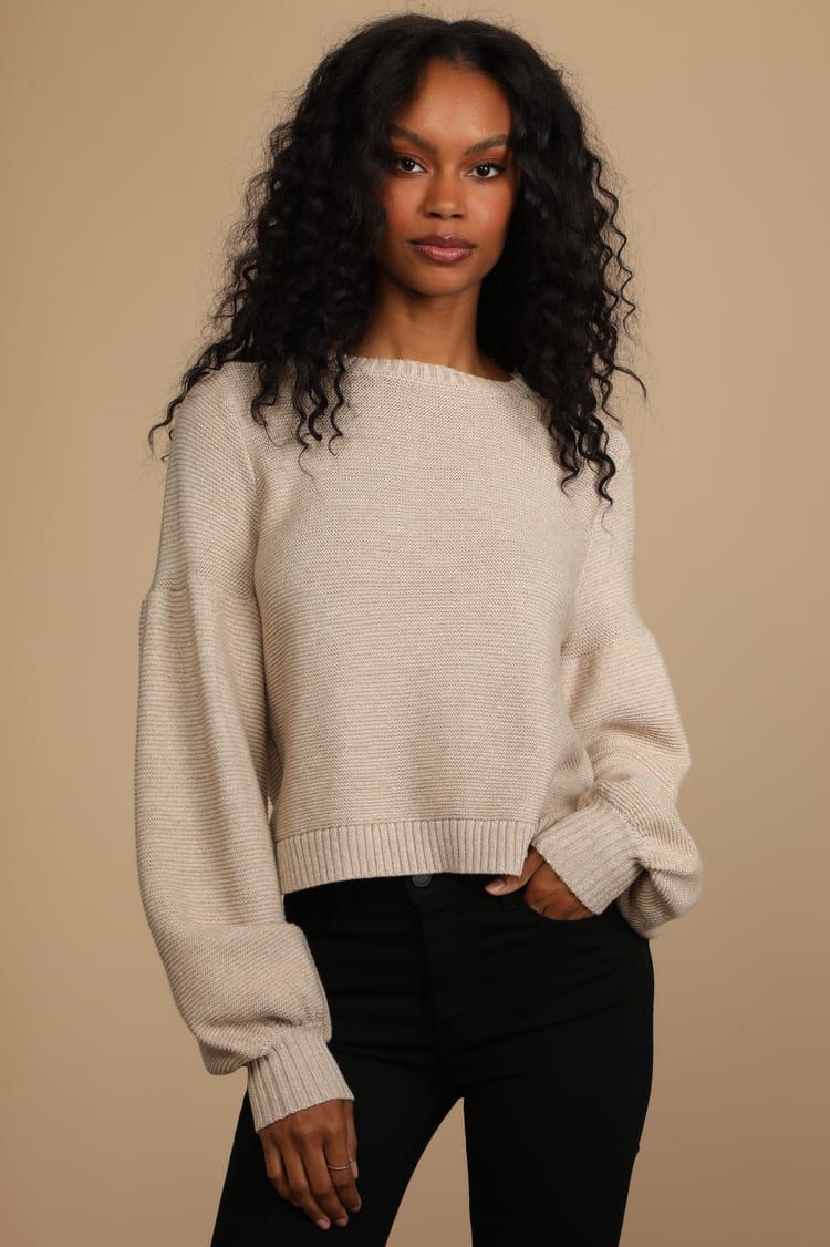 Catch You Later Taupe Balloon Sleeve Sweater | Lulus (US)