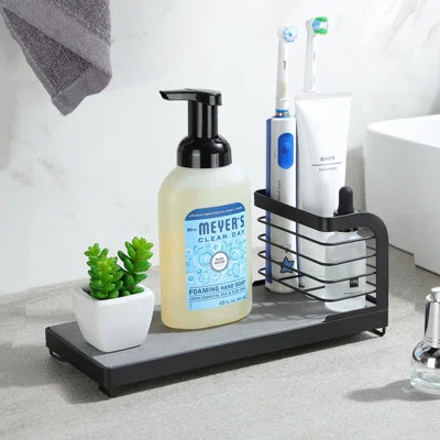 Black Kitchen Sink Caddy Organizer With Instant Drying Stone, Sponge Holder With High Brush Holder, Rustproof Kitchen Countertop Organizers | Wayfair North America