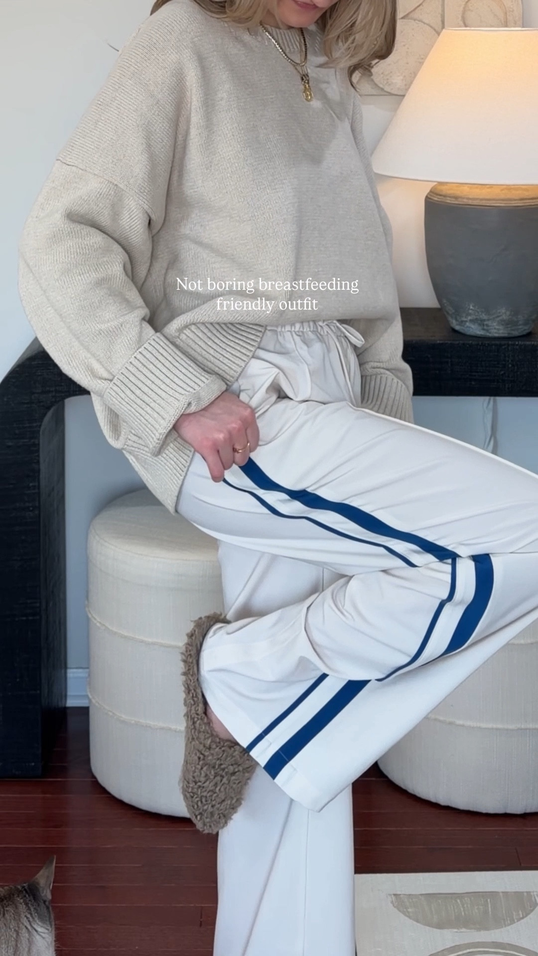 Sized up to XL in sweater for oversized look. Wearing xs in pants 