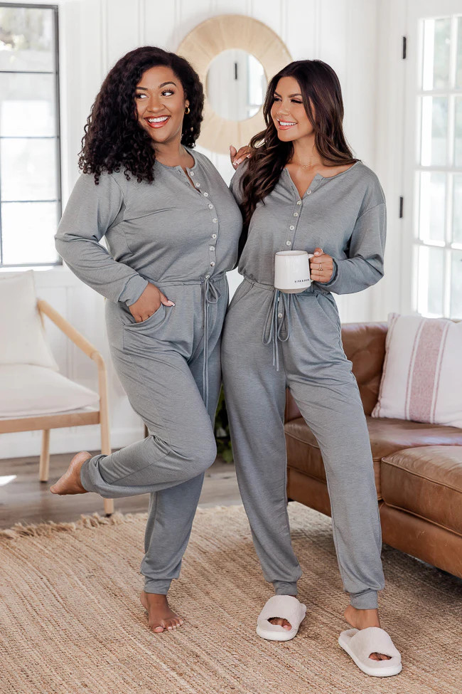 Under Montana Skies Dusty Sage Knit Long Sleeve Jumpsuit | Pink Lily