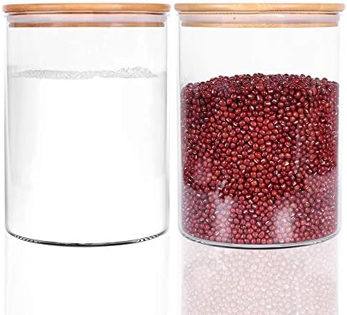 Set of 2 Large Glass Food Storage jar, 100 FL OZ (3000ml) Glass Flour Canister with Airtight Bamb... | Amazon (US)