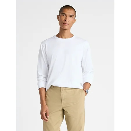 Free Assembly Men s Everyday Cotton Tee with Long Sleeves Sizes XS-3XL | Walmart (US)