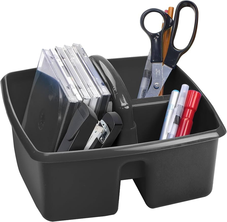 Storex 3-Compartment Small Cleaning Caddy – Multipurpose Supply Organizer with Handle, Black, 6... | Amazon (US)