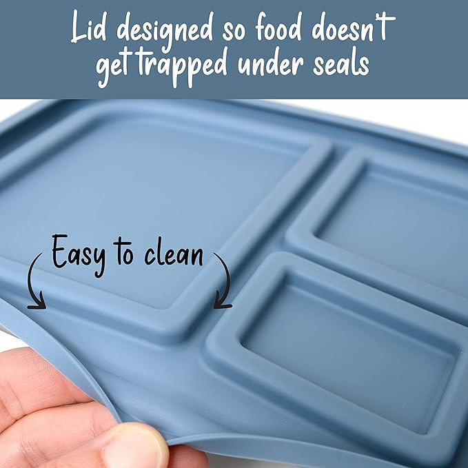 Unbreakable Silicone Lunch Box for Kids and Adults - Divided Leak Proof Bento Box (Slate Blue) | Amazon (US)