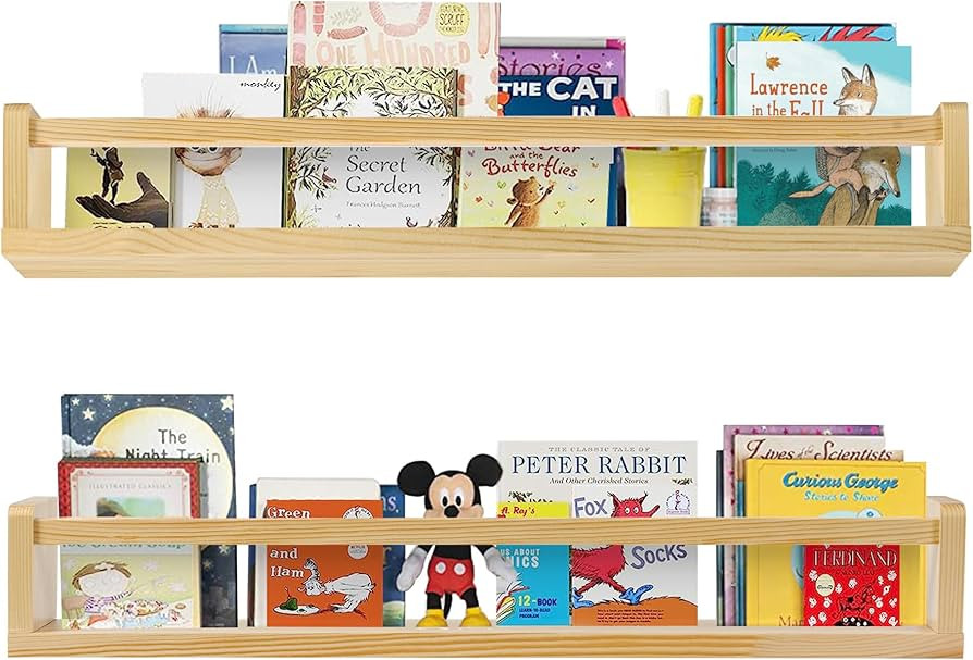 Wall Mount Children's Comic Bookshelves,24 Inch Wood Floating Book Shelves,Set of 2 Wall Mounted ... | Amazon (US)