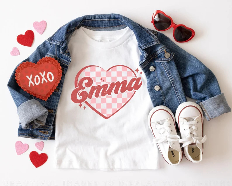 Personalized Valentines Shirt for Kids, Cute Valentine Gift for Kids, Heart Custom Name Girls Val... | Etsy (US)