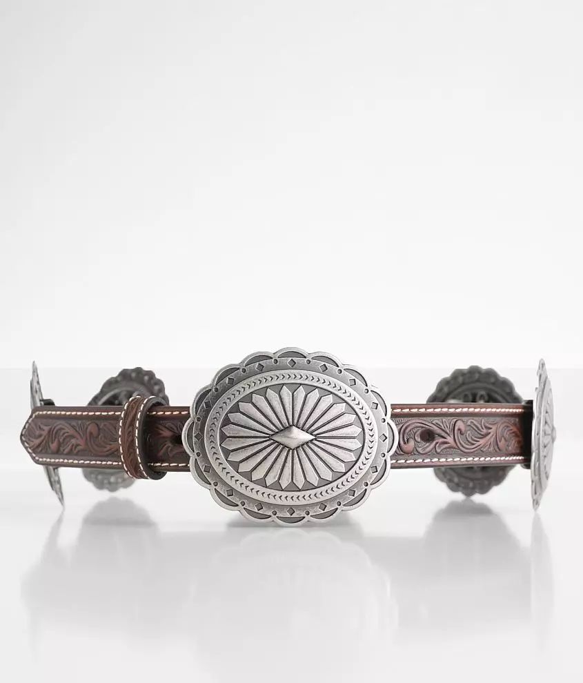 Metal Conch Leather Belt | Buckle