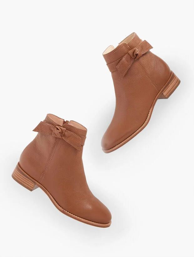 Tish Bow Ankle Boots - Pebble Leather | Talbots