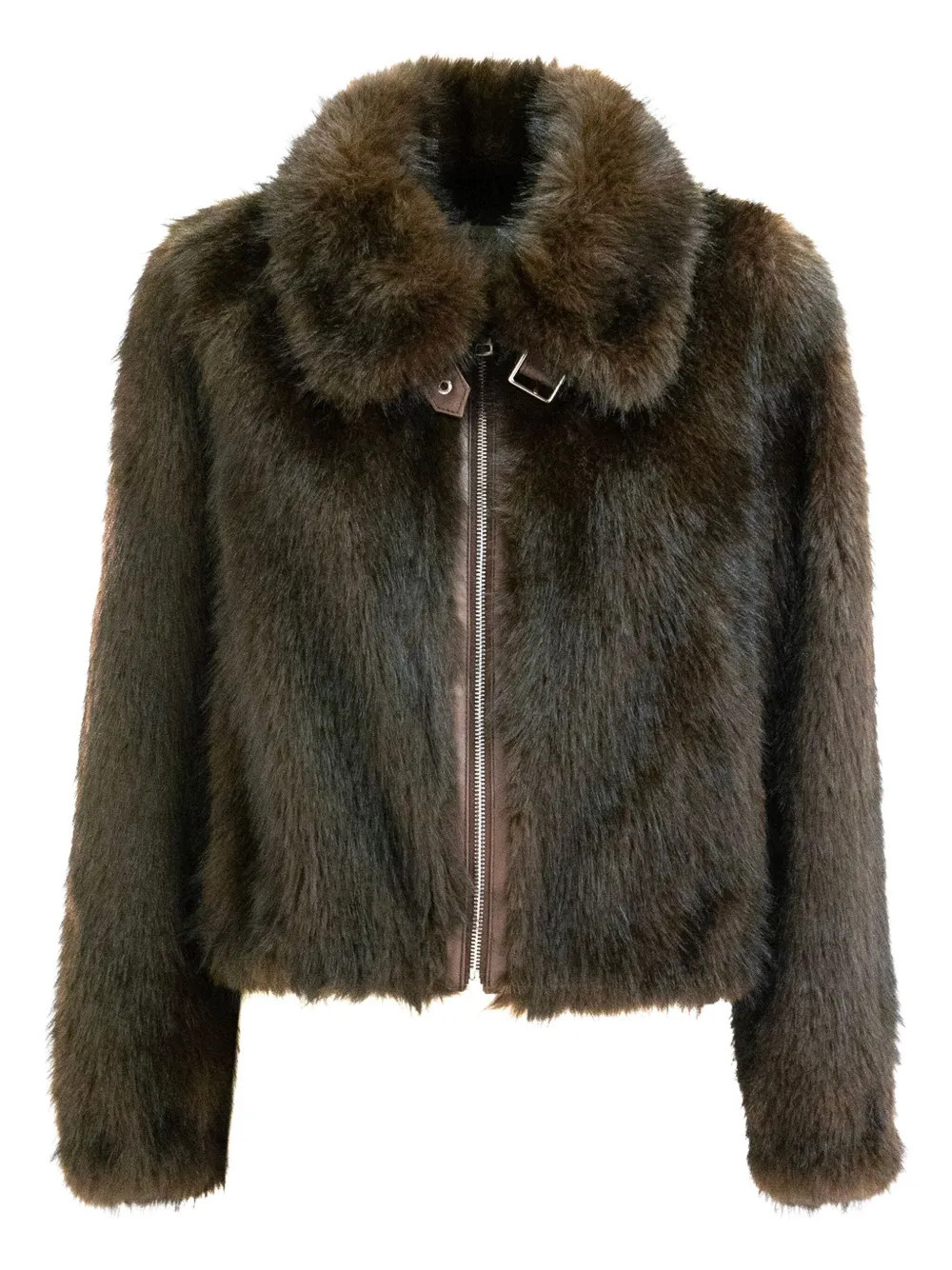 BULLY zip-up faux-fur jacket - Brown | Farfetch Global