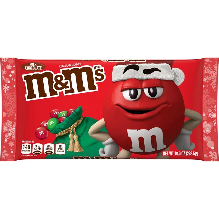 M&M's Milk Chocolate Christmas Candy - 10 oz Bag | Walmart (US)