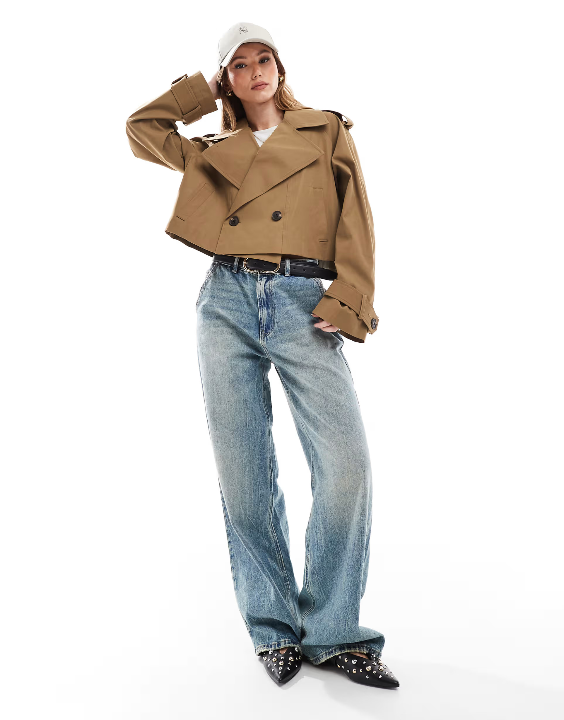 ASOS DESIGN cropped trench coat in olive | ASOS | ASOS (Global)