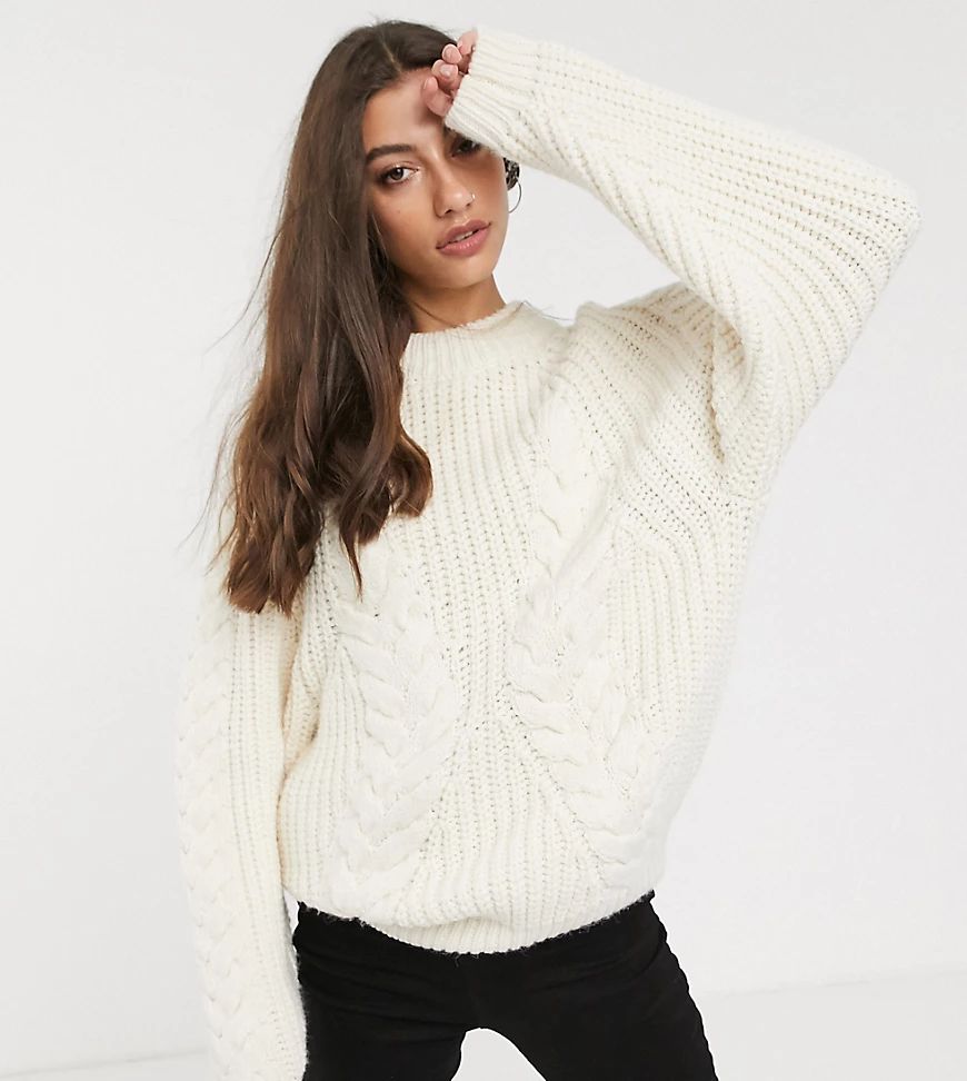 ASOS DESIGN Tall premium oversized cable jumper-Cream | ASOS (Global)