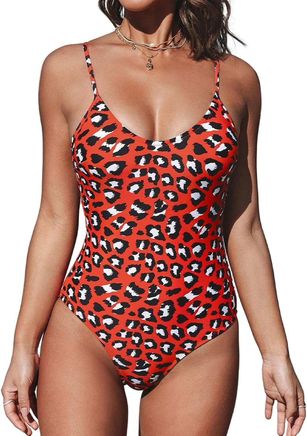 CUPSHE Women's V Neck Leopard Print One Piece Swimsuit | Amazon (US)