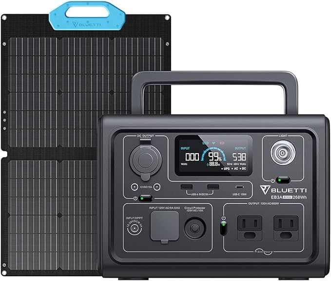 BLUETTI Solar Generator EB3A with PV68 Solar Panel Included, 268Wh Portable Power Station w/ 2 60... | Amazon (US)