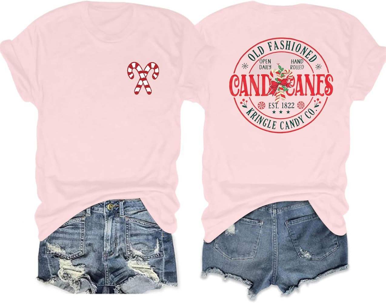 SFHFY Christmas Shirts Women Candy Cane Shirt Christmas Vacation Tshirt Casual Xmas Graphic Holid... | Amazon (US)