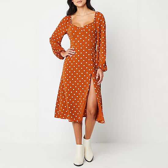 new!Forever 21 Long Sleeve Dots A-Line Dress Juniors | JCPenney