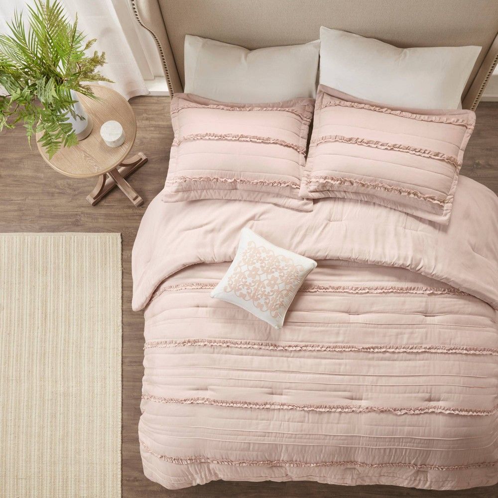 Alexis Ruffle Comforter Set (Queen) Pink - 5pc | Target