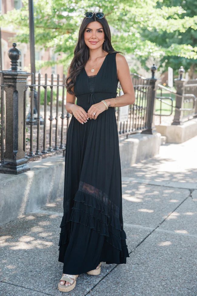 Lucky To Have You Black Sleeveless Maxi Dress | Pink Lily