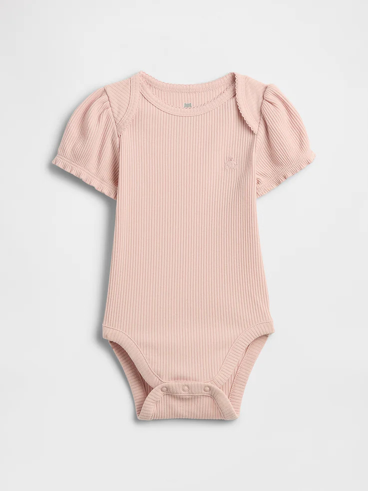Baby First Favorites TinyRib Puff-Sleeve Bodysuit | Gap (US)