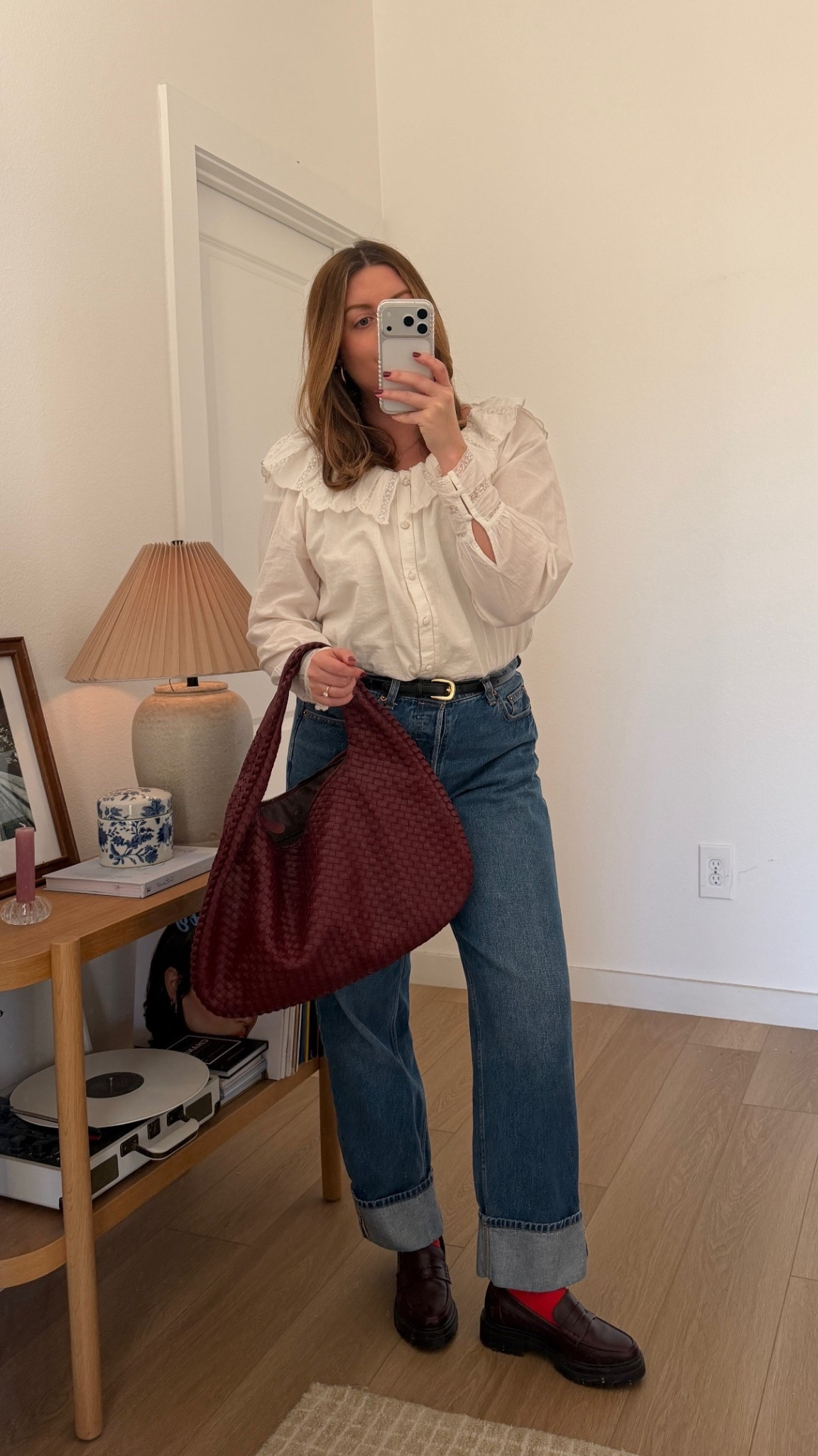 My favorite date night or girls night outfit. I wear this blouse on repeat from Sezane. Burgundy Loafers are also from Sezane 

#LTKootd #LTKdayinmylife