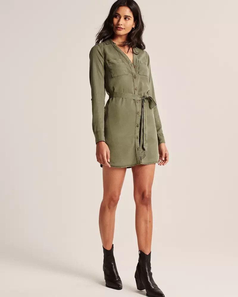 Tie-Waist Shirt Dress | Abercrombie & Fitch US & UK