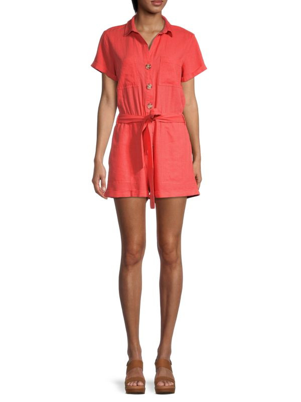 Rosalie Linen-Blend Romper | Saks Fifth Avenue OFF 5TH