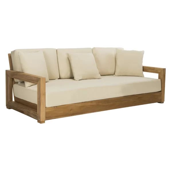 Melrose 76.8" Wide Outdoor Teak Patio Sofa with Cushions | Wayfair Professional