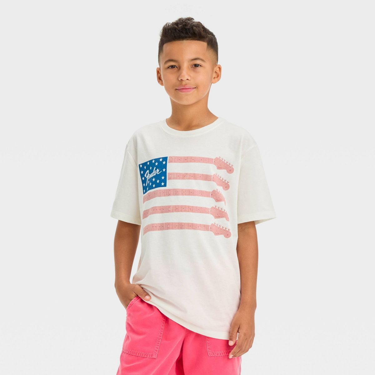 Boys' Graphic Fender American Flag T-Shirt - art class™ White M | Target